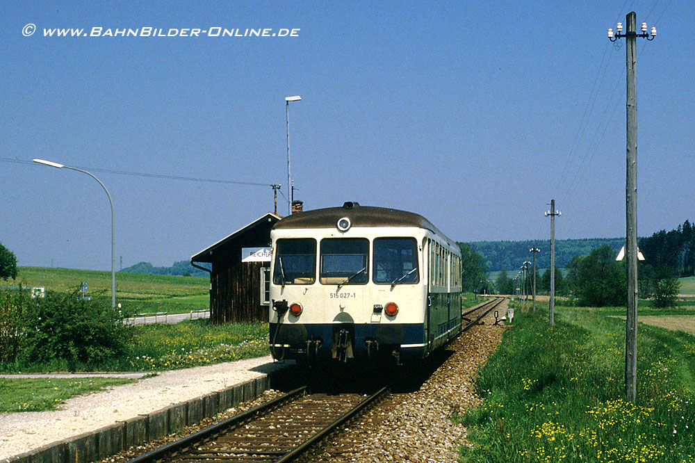 Im Mai 1988 steht 515 027 in Reichertshofen 