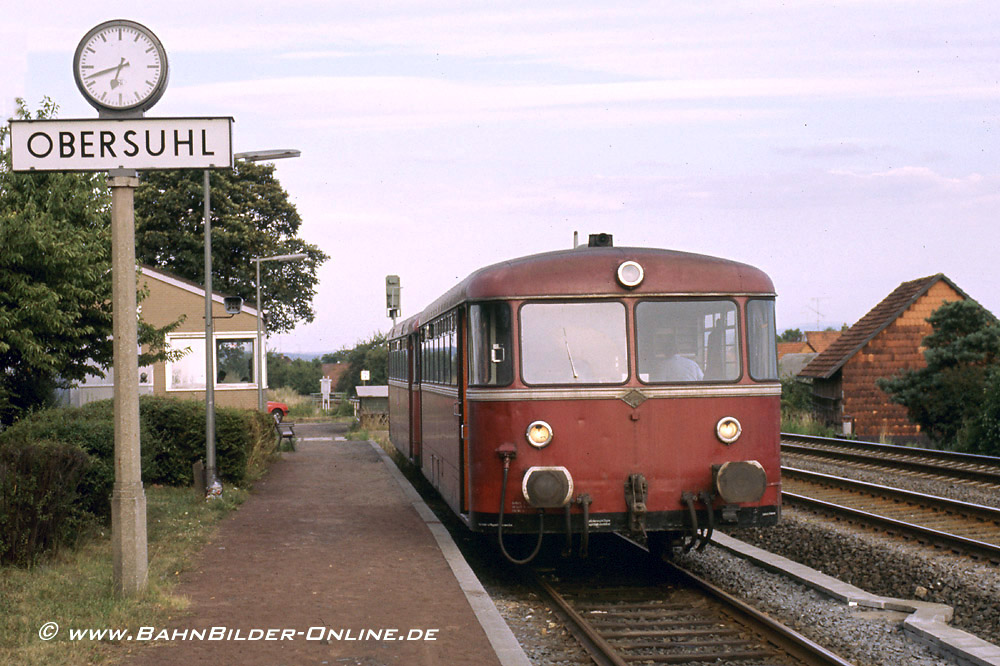 Schienenbus in Obersuhl - August 1986